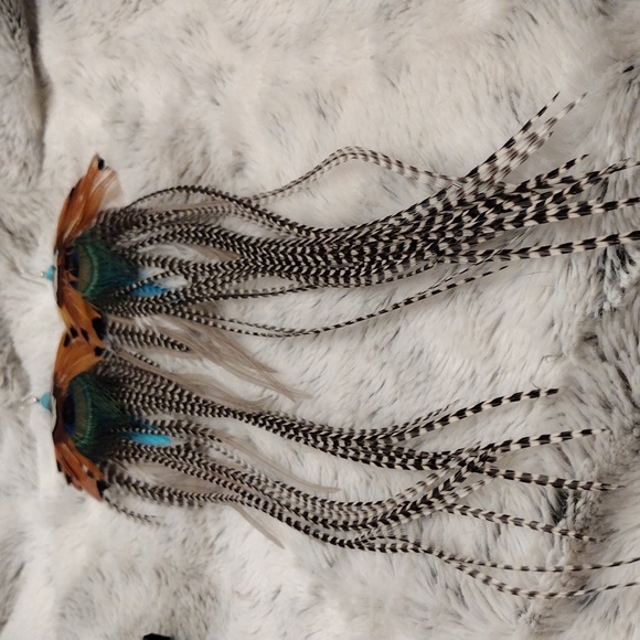 Handmade feather earrings with authentic turquoise - Picture 7 of 8
